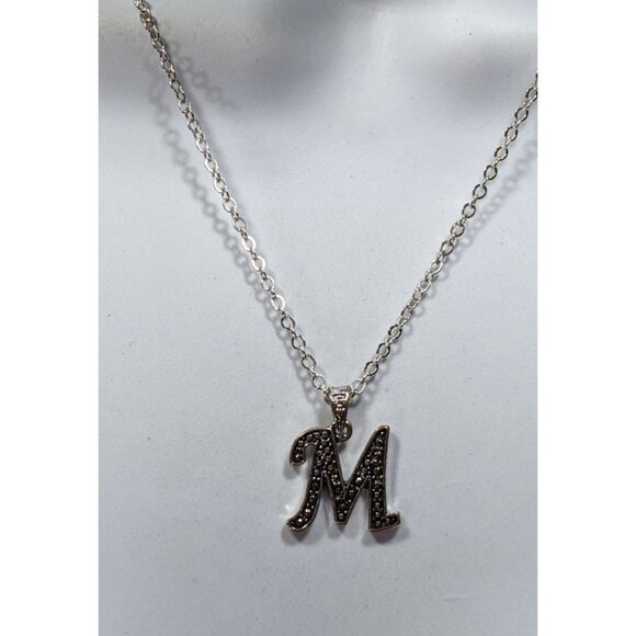 Casual M Initial Silver Tone Pendant Necklace - Picture 2 of 5